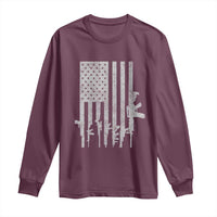 American Flag Rifle Guns Long Sleeve Shirt Cool Pro Gun Retro Distressed