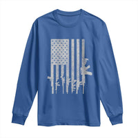 American Flag Rifle Guns Long Sleeve Shirt Cool Pro Gun Retro Distressed