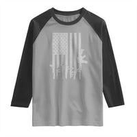 American Flag Rifle Guns Raglan Shirt Cool Pro Gun Retro Distressed