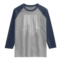 American Flag Rifle Guns Raglan Shirt Cool Pro Gun Retro Distressed