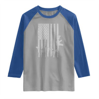 American Flag Rifle Guns Raglan Shirt Cool Pro Gun Retro Distressed