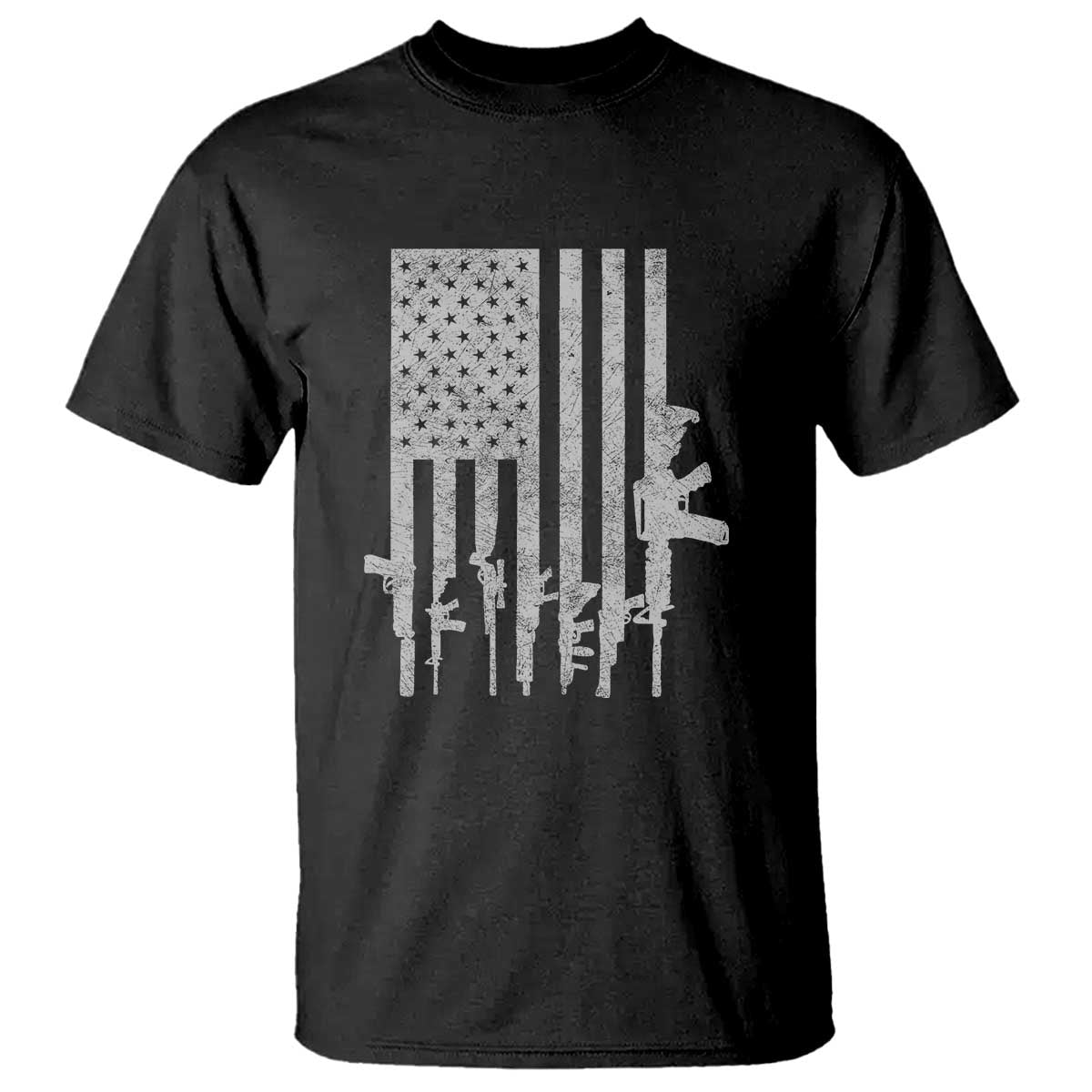 American Flag Rifle Guns T Shirt Cool Pro Gun Retro Distressed - Wonder Print Shop
