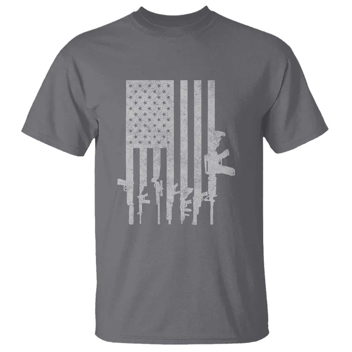 American Flag Rifle Guns T Shirt Cool Pro Gun Retro Distressed - Wonder Print Shop