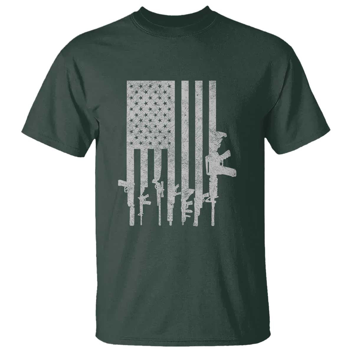 American Flag Rifle Guns T Shirt Cool Pro Gun Retro Distressed - Wonder Print Shop