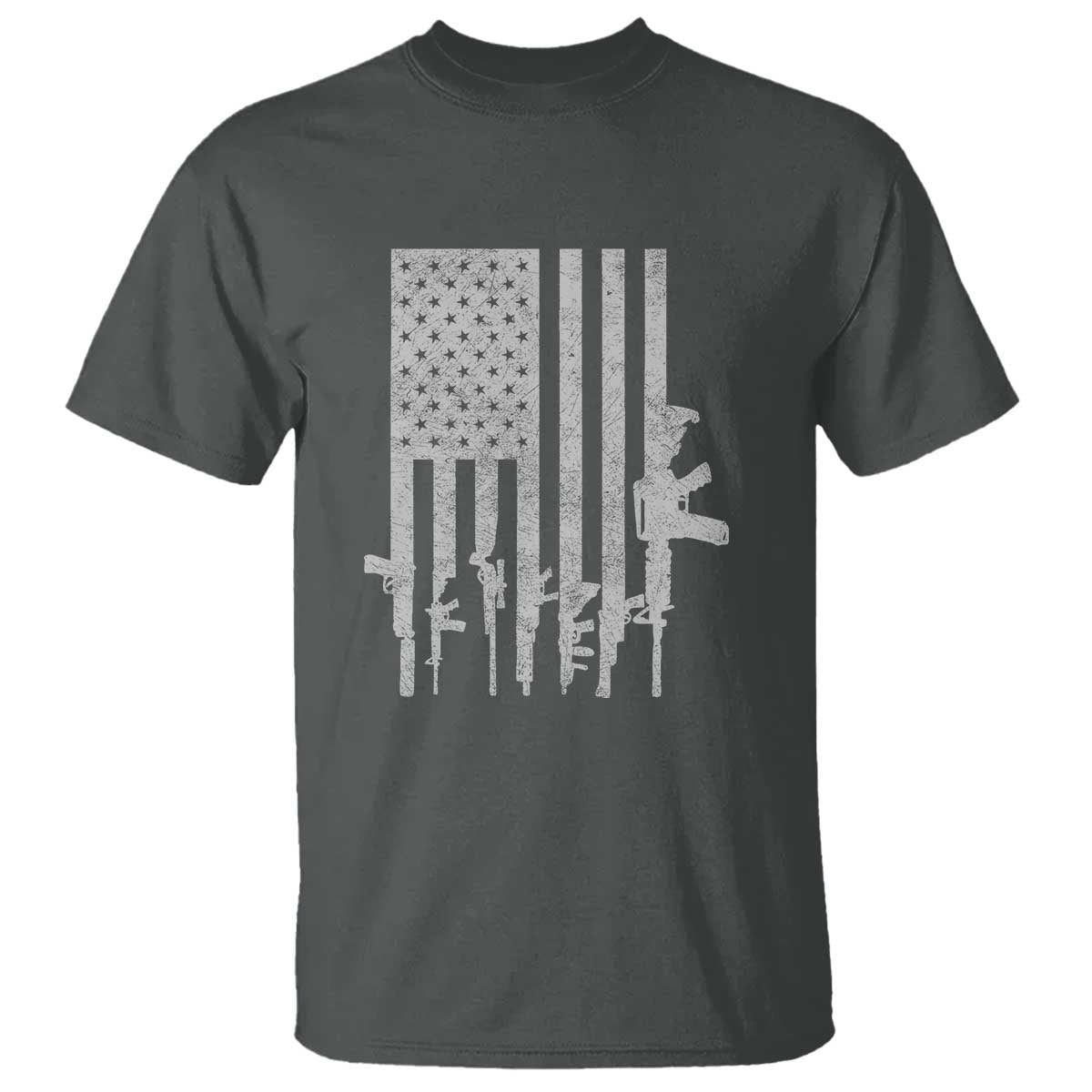American Flag Rifle Guns T Shirt Cool Pro Gun Retro Distressed - Wonder Print Shop