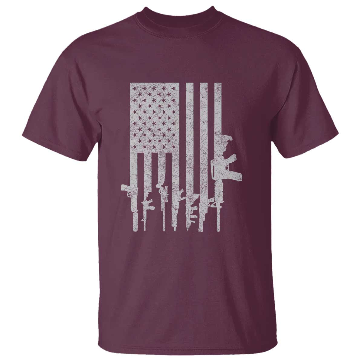American Flag Rifle Guns T Shirt Cool Pro Gun Retro Distressed - Wonder Print Shop