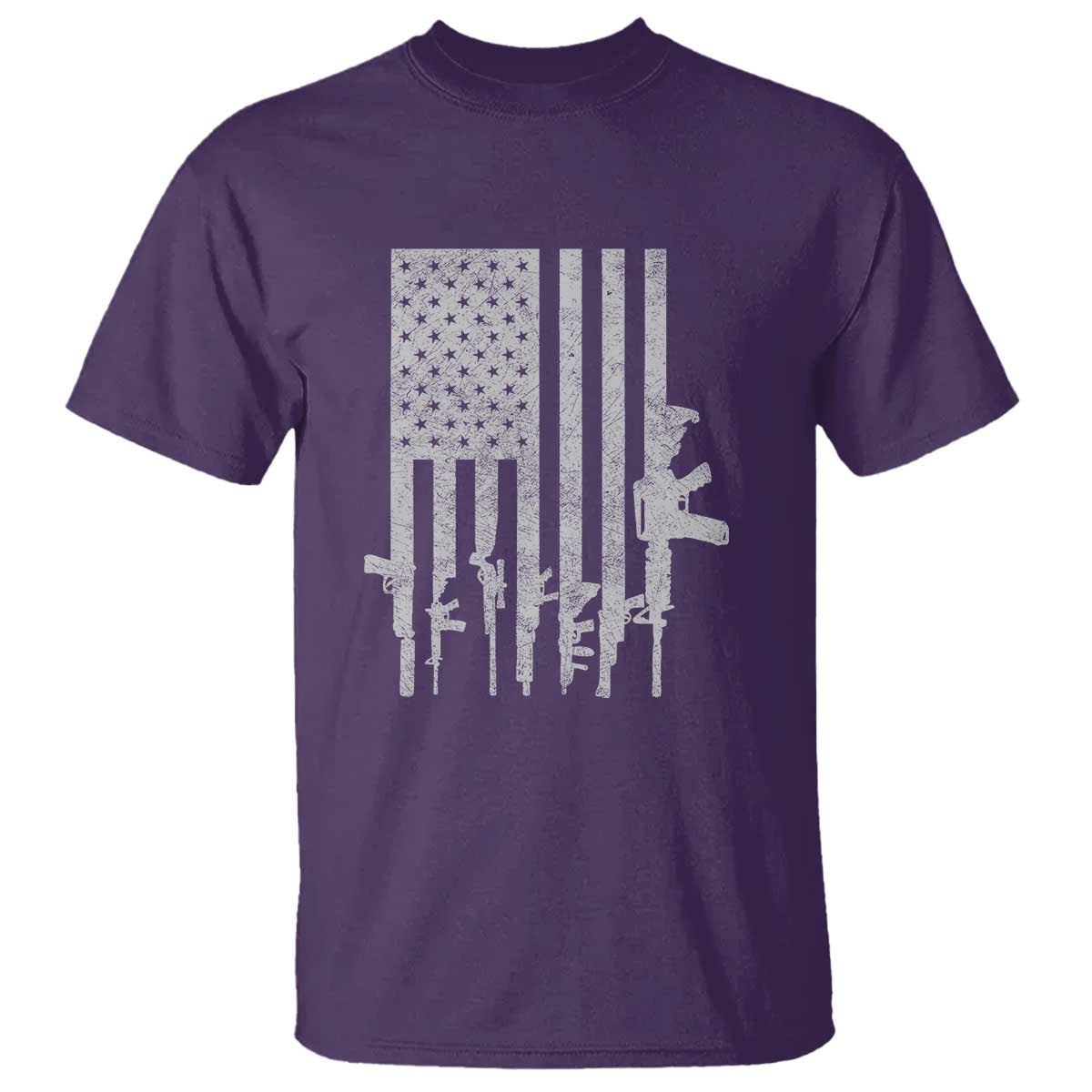 American Flag Rifle Guns T Shirt Cool Pro Gun Retro Distressed - Wonder Print Shop