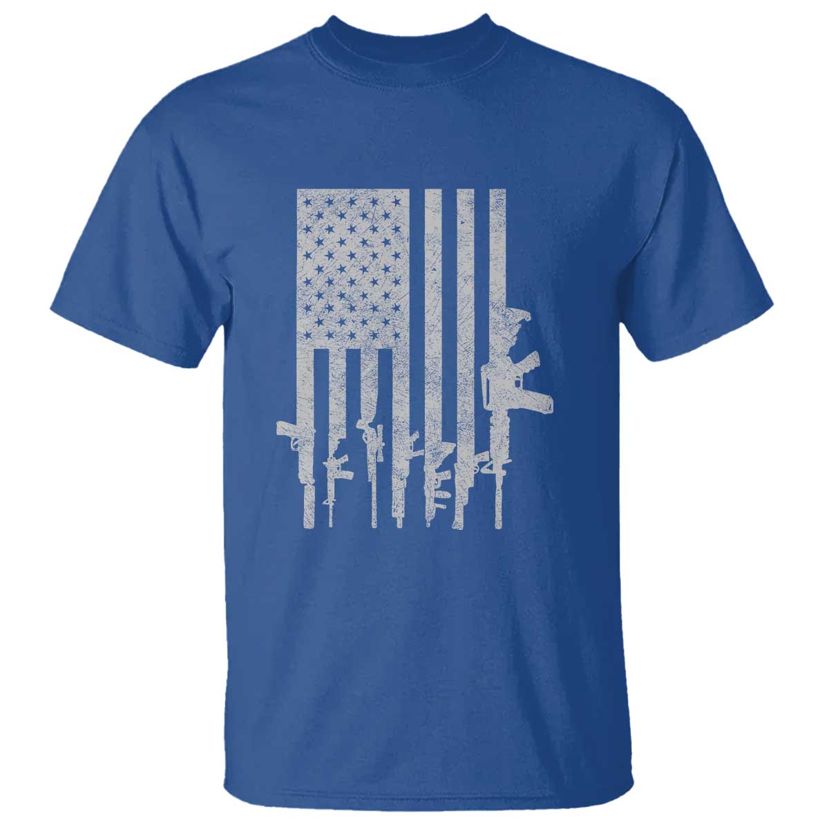 American Flag Rifle Guns T Shirt Cool Pro Gun Retro Distressed - Wonder Print Shop