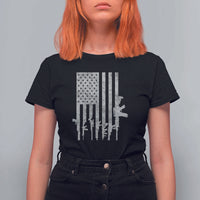 American Flag Rifle Guns T Shirt For Women Cool Pro Gun Retro Distressed - Wonder Print Shop