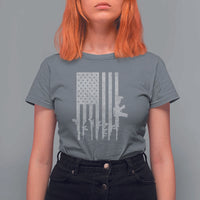 American Flag Rifle Guns T Shirt For Women Cool Pro Gun Retro Distressed - Wonder Print Shop