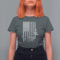American Flag Rifle Guns T Shirt For Women Cool Pro Gun Retro Distressed - Wonder Print Shop