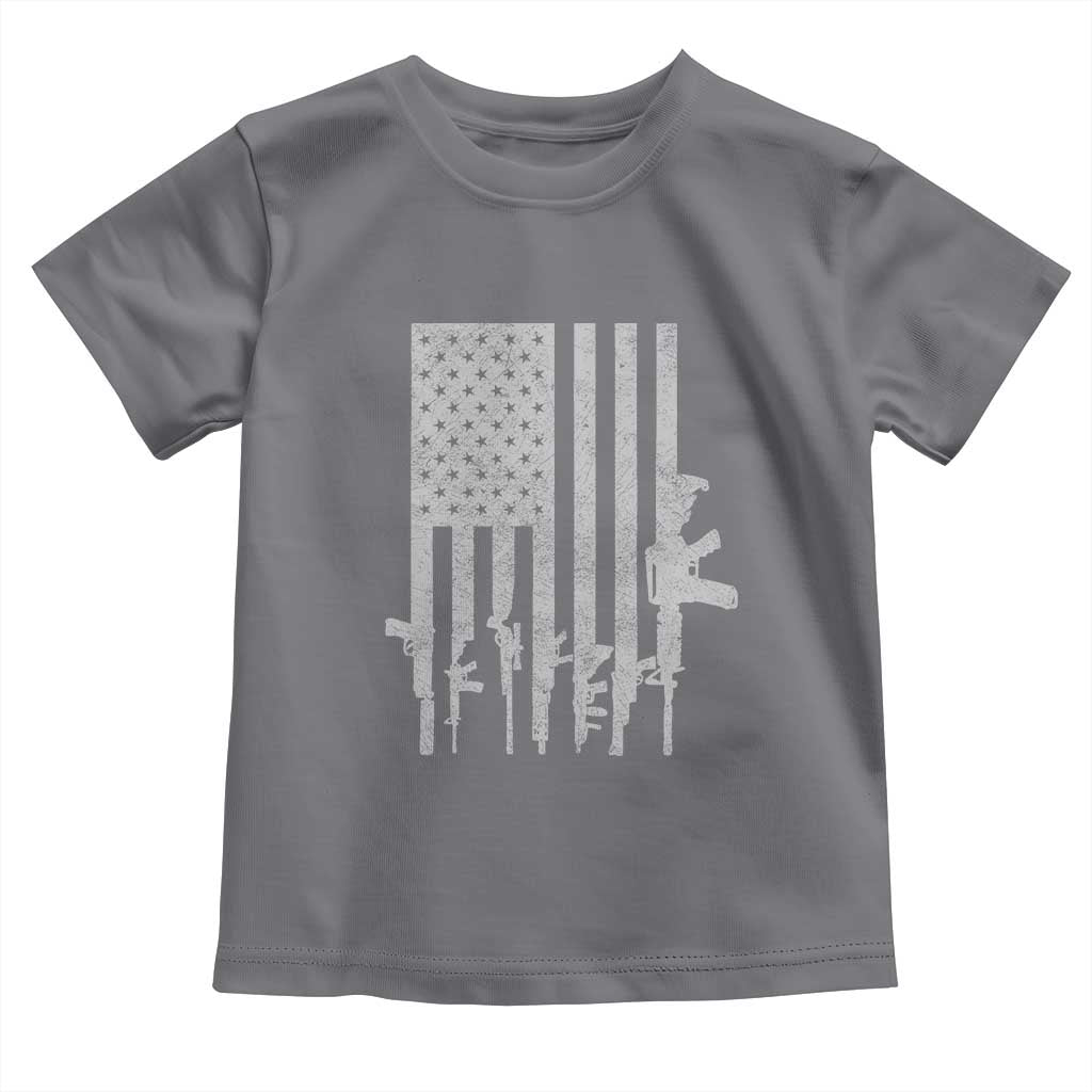 American Flag Rifle Guns Toddler T Shirt Cool Pro Gun Retro Distressed