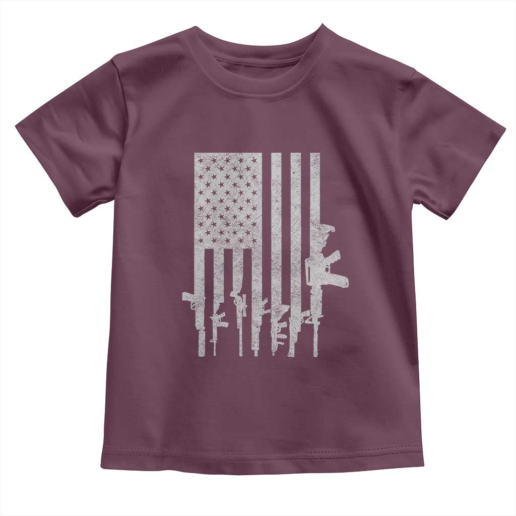 American Flag Rifle Guns Toddler T Shirt Cool Pro Gun Retro Distressed