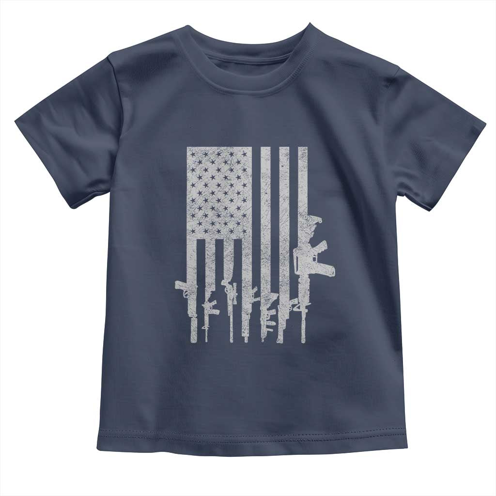 American Flag Rifle Guns Toddler T Shirt Cool Pro Gun Retro Distressed