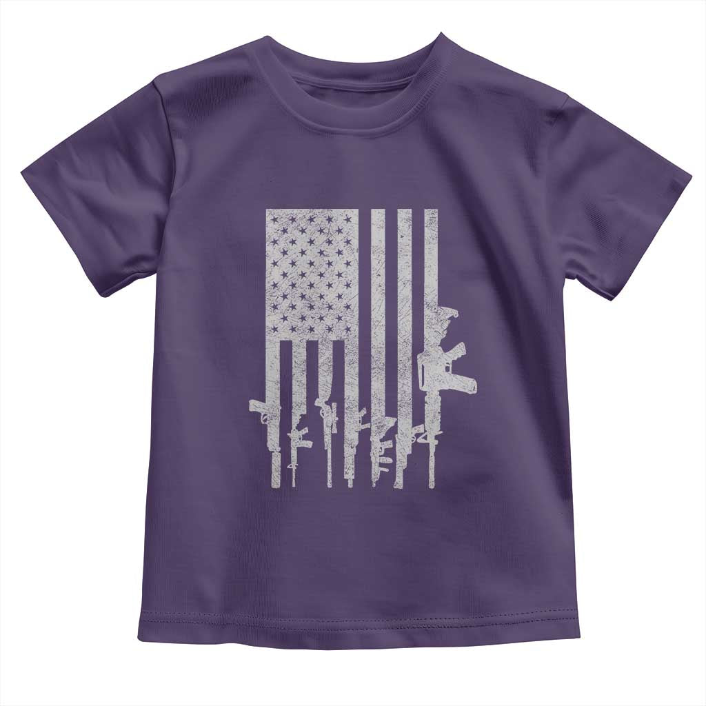 American Flag Rifle Guns Toddler T Shirt Cool Pro Gun Retro Distressed