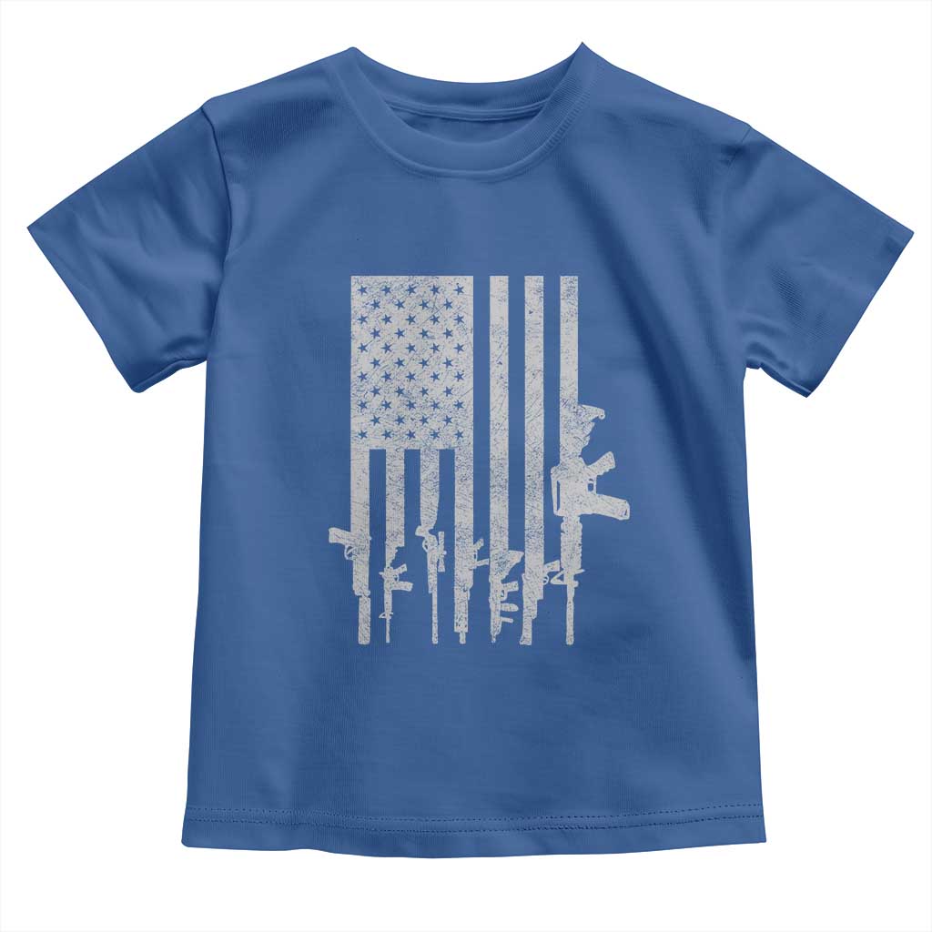 American Flag Rifle Guns Toddler T Shirt Cool Pro Gun Retro Distressed