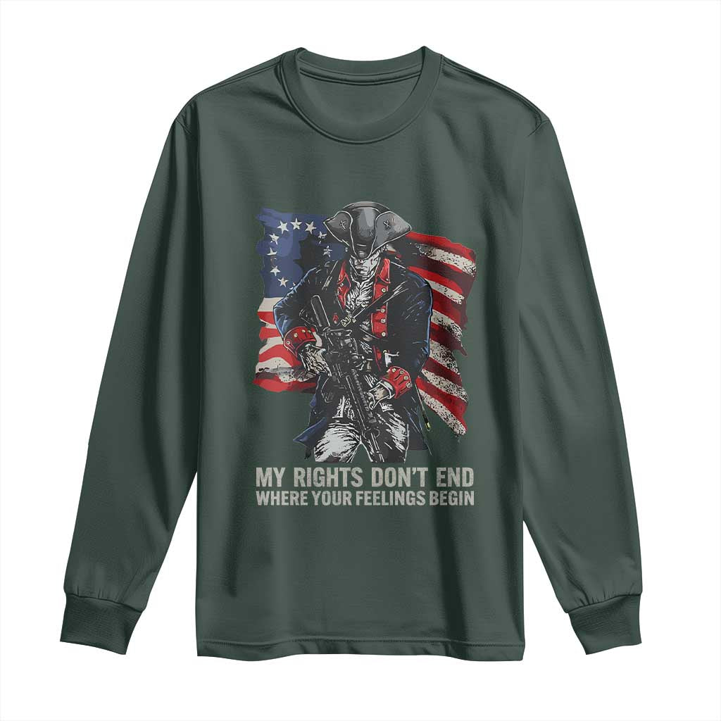 Gun Right 2A Long Sleeve Shirt My Rights Don't End Where Your Feelings Begin Retro Betsy Ross Flag