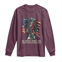 Gun Right 2A Long Sleeve Shirt My Rights Don't End Where Your Feelings Begin Retro Betsy Ross Flag