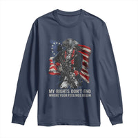 Gun Right 2A Long Sleeve Shirt My Rights Don't End Where Your Feelings Begin Retro Betsy Ross Flag