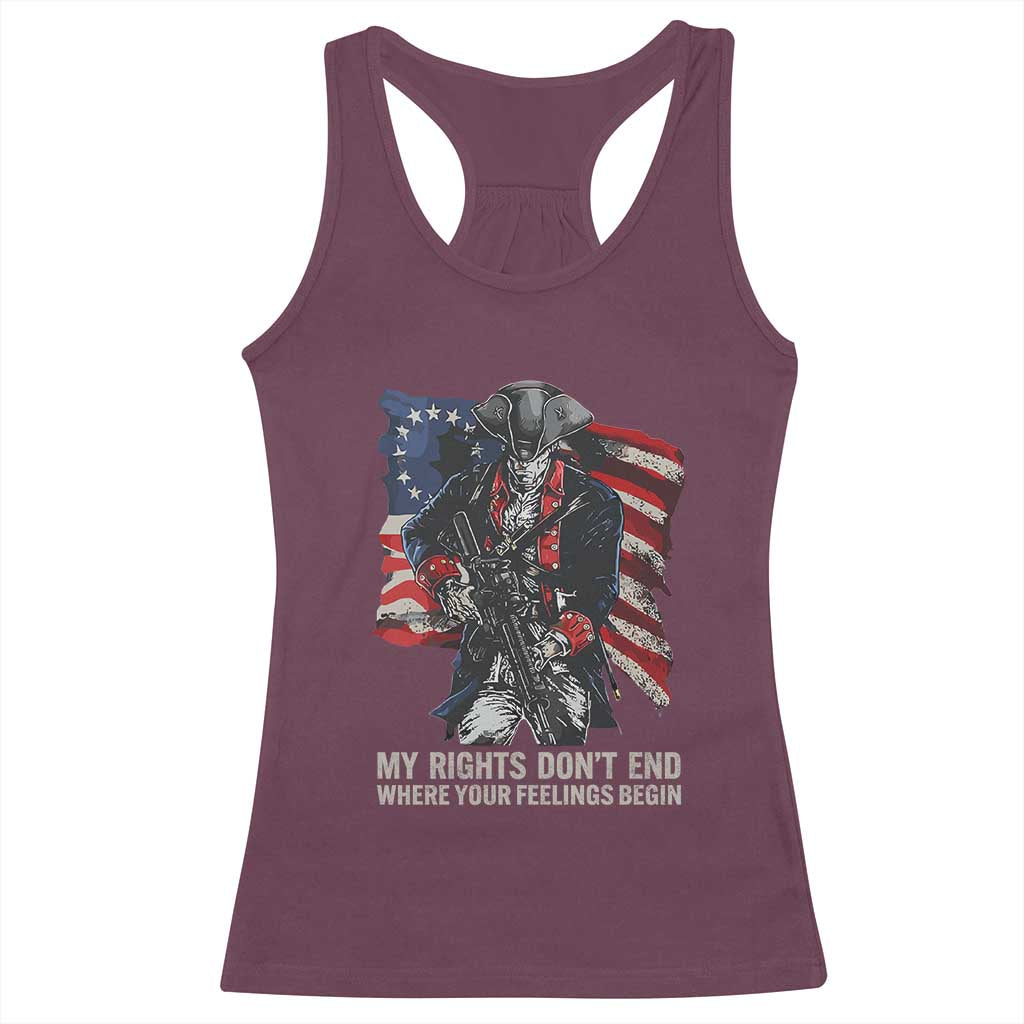 Gun Right 2A Racerback Tank Top My Rights Don't End Where Your Feelings Begin Retro Betsy Ross Flag