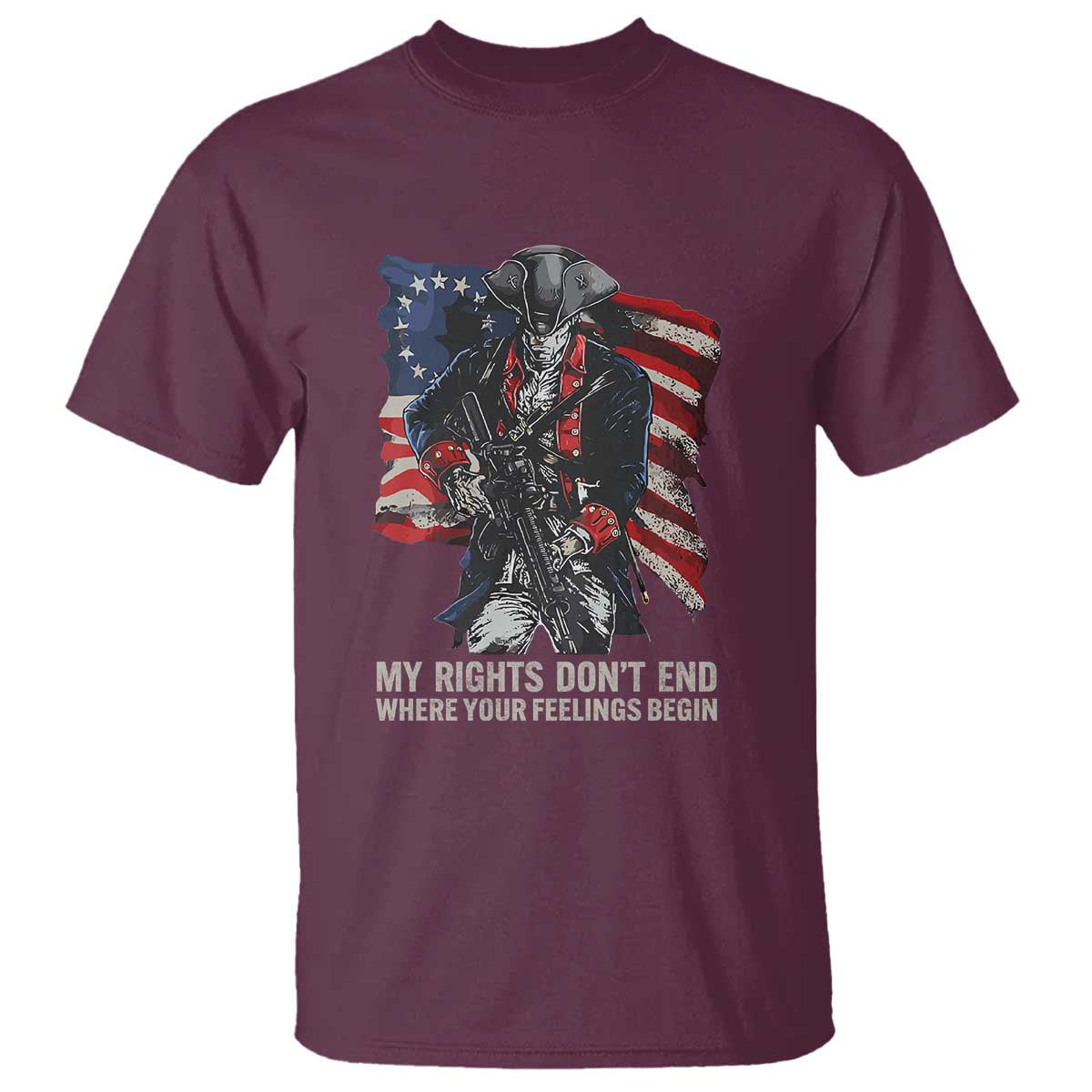 Gun Right 2A T Shirt My Rights Don't End Where Your Feelings Begin Retro Betsy Ross Flag