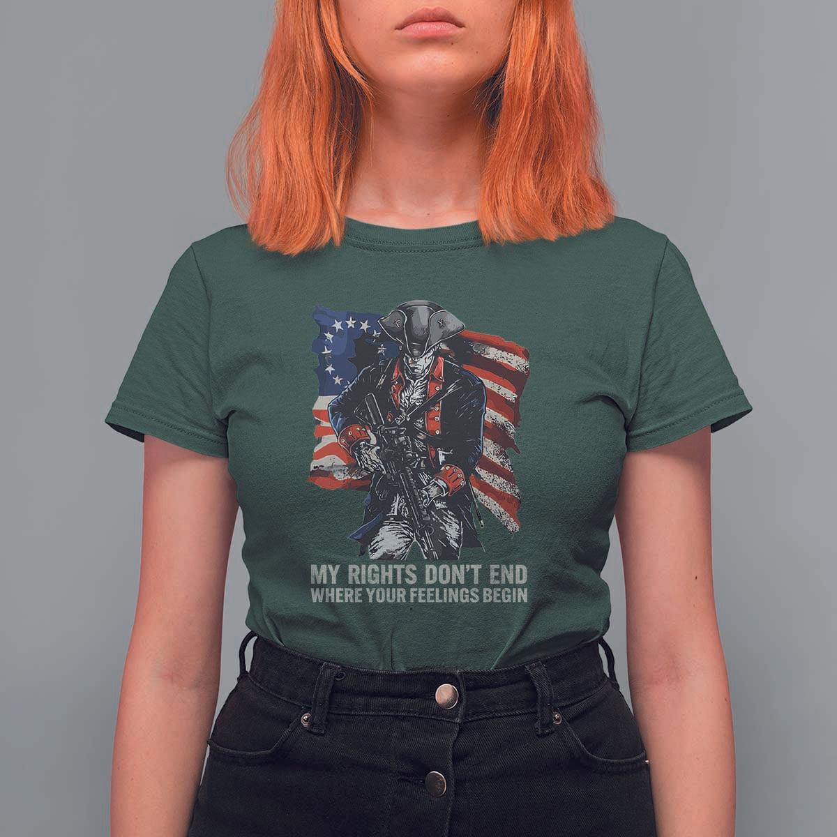 Gun Right 2A T Shirt For Women My Rights Don't End Where Your Feelings Begin Retro Betsy Ross Flag
