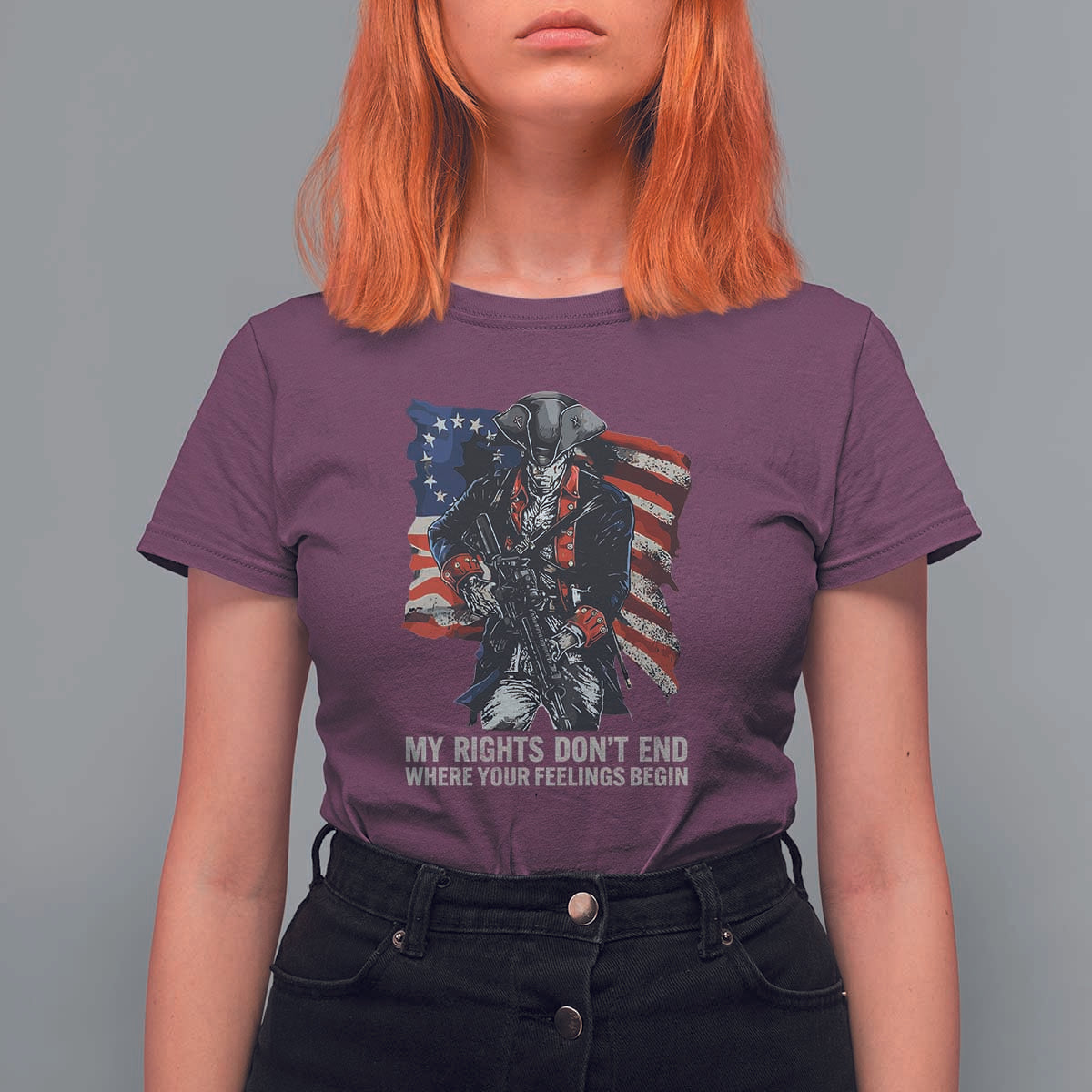 Gun Right 2A T Shirt For Women My Rights Don't End Where Your Feelings Begin Retro Betsy Ross Flag