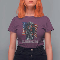 Gun Right 2A T Shirt For Women My Rights Don't End Where Your Feelings Begin Retro Betsy Ross Flag