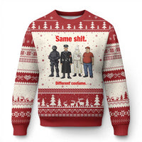 Same Shit Different Costume Ugly Christmas Sweater Political Satire Anti Fascist
