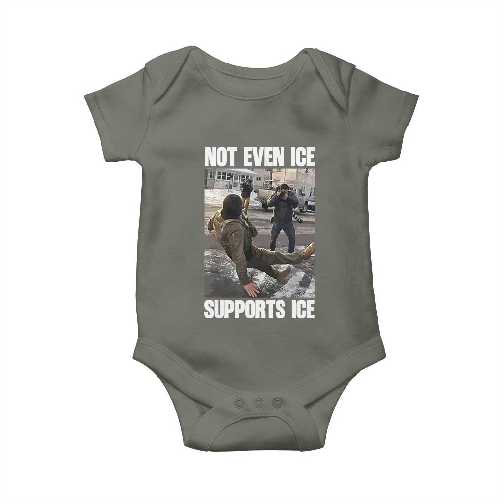 Not Even Ice Supports Ice Baby Onesie Viral Political Ice Slipping Meme Against Ice Satire