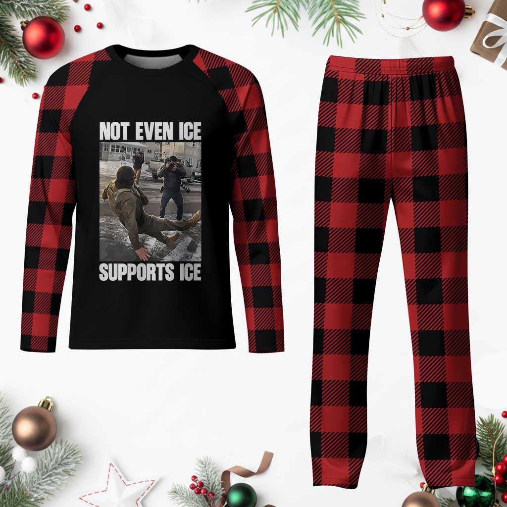 Not Even Ice Supports Ice Plaid Pajama Set Viral Political Ice Slipping Meme Against Ice Satire