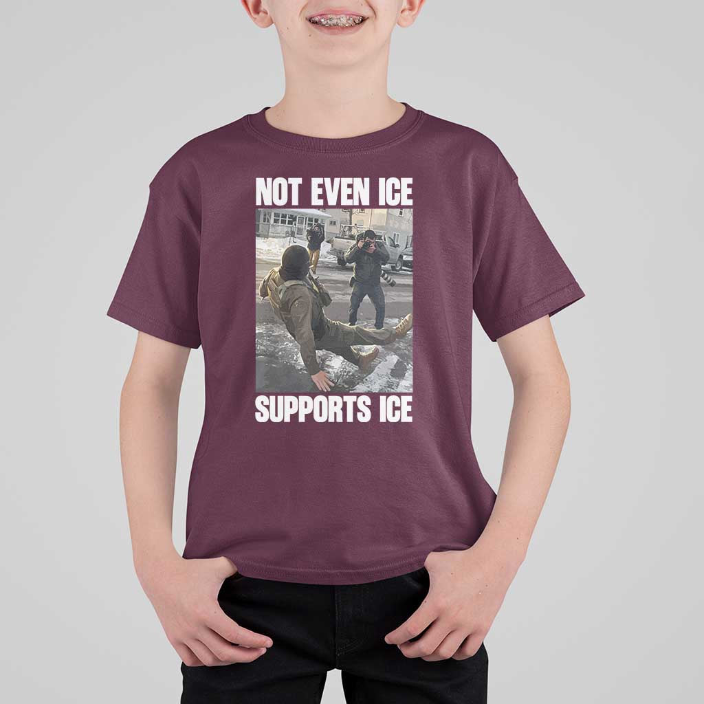 Not Even Ice Supports Ice T Shirt For Kid Viral Political Ice Slipping Meme Against Ice Satire