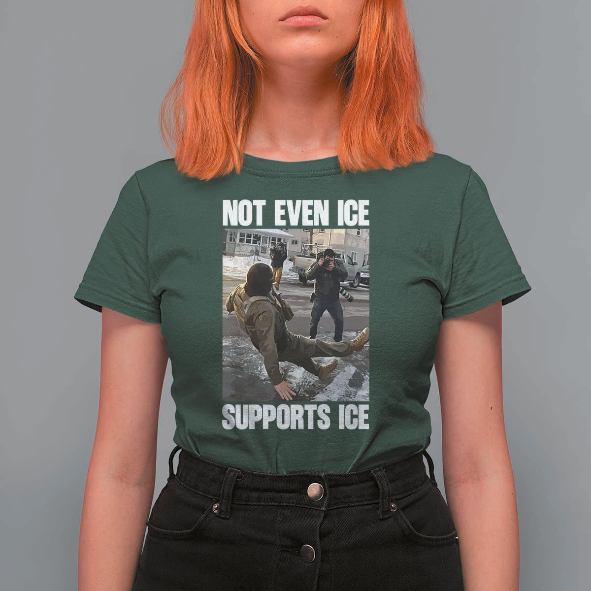 Not Even Ice Supports Ice T Shirt For Women Viral Political Ice Slipping Meme Against Ice Satire