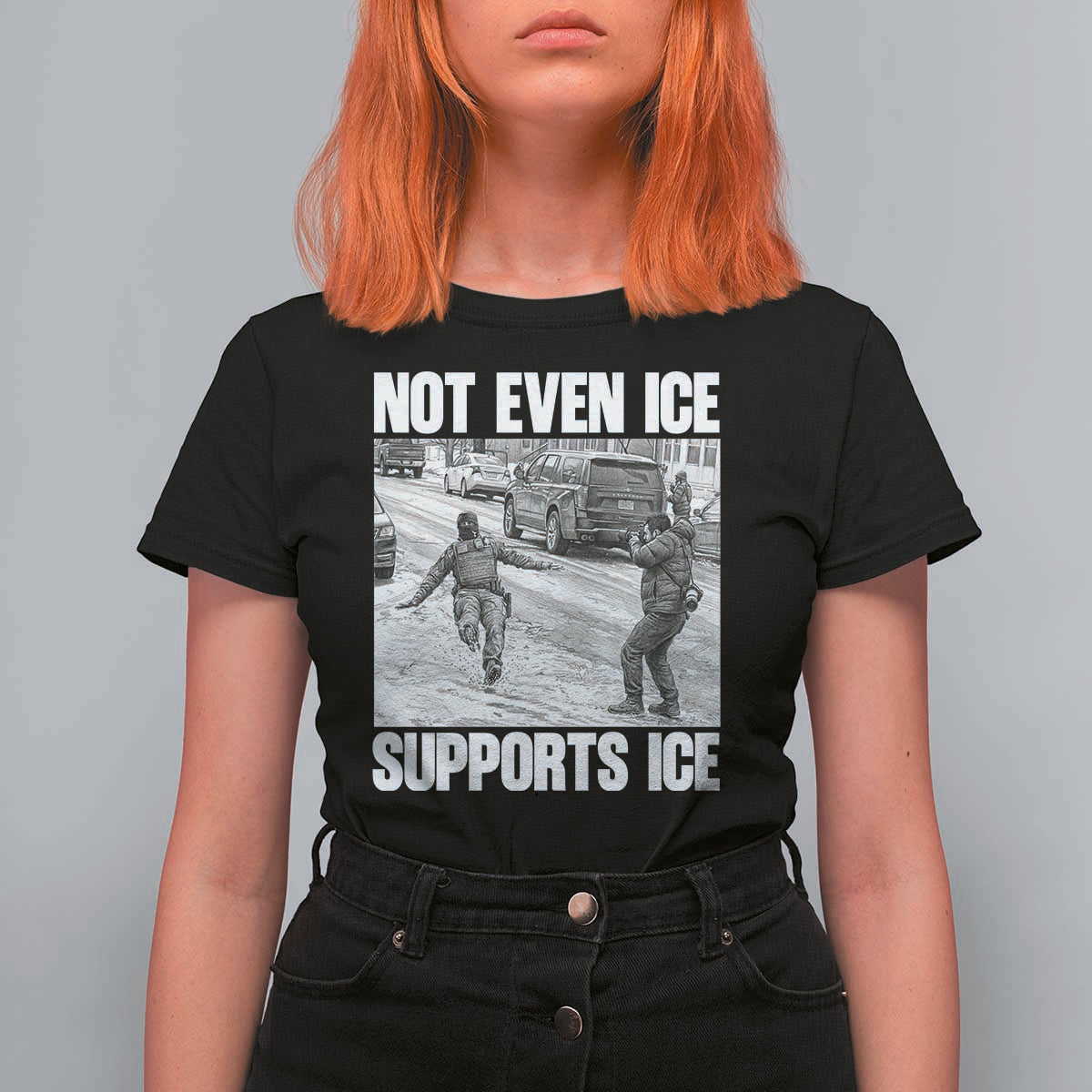 Not Even Ice Supports Ice T Shirt For Women Viral Political Ice Slipping Captured Meme Against Ice