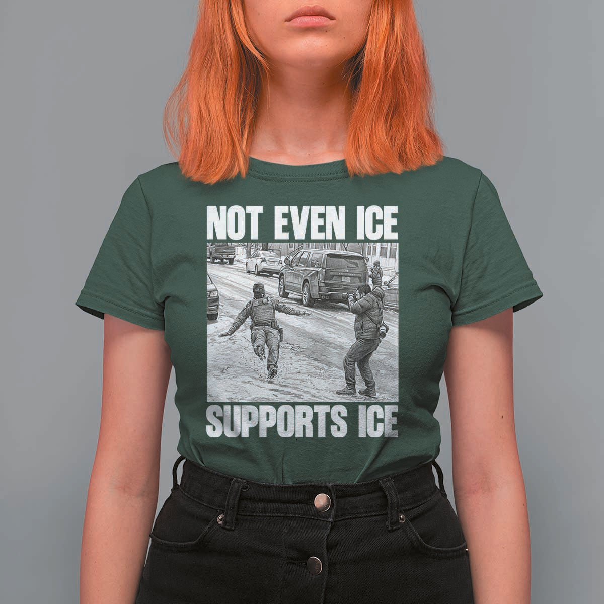 Not Even Ice Supports Ice T Shirt For Women Viral Political Ice Slipping Captured Meme Against Ice