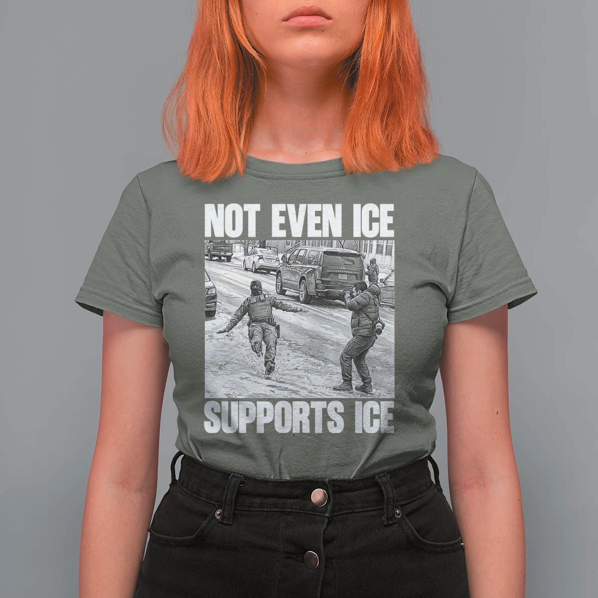 Not Even Ice Supports Ice T Shirt For Women Viral Political Ice Slipping Captured Meme Against Ice