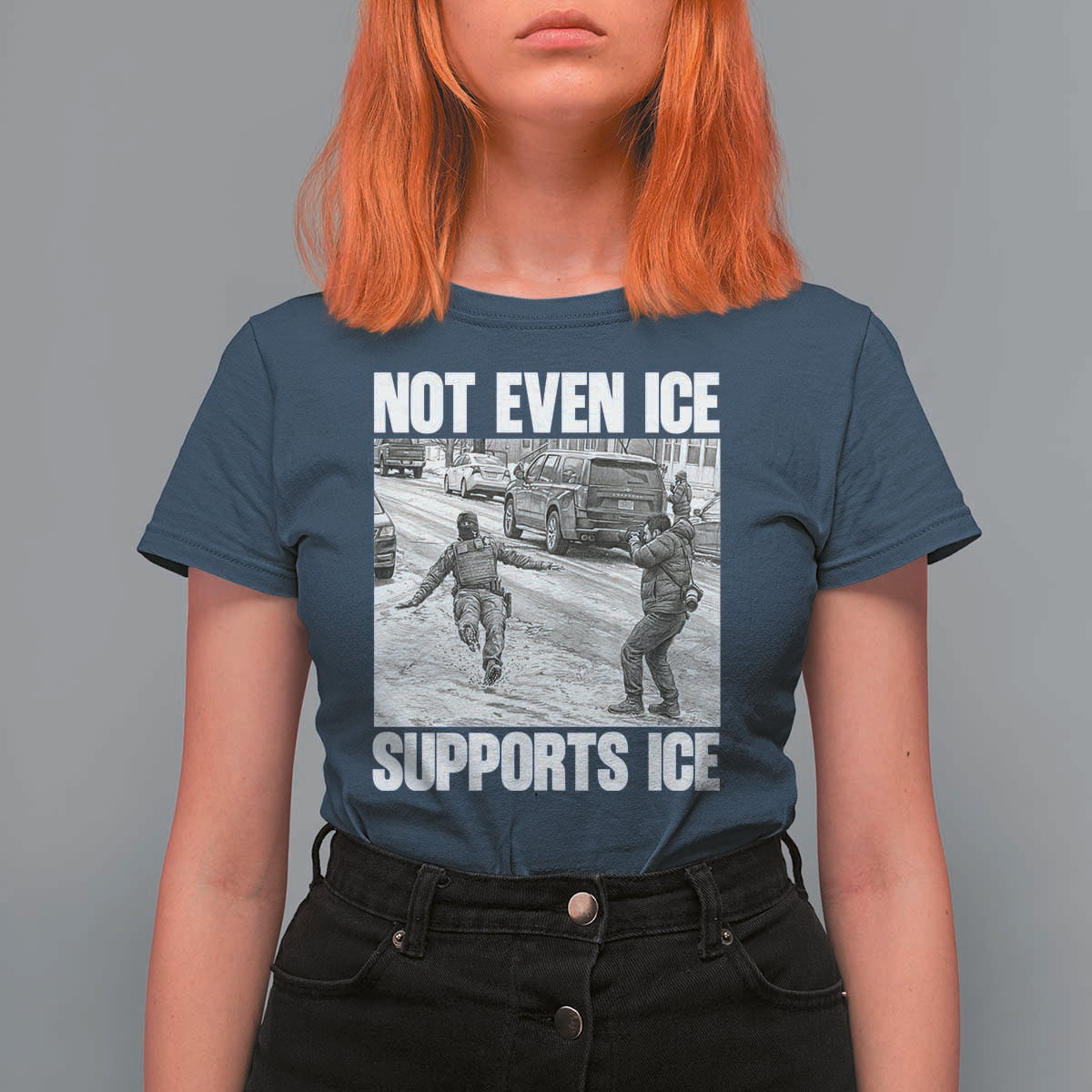 Not Even Ice Supports Ice T Shirt For Women Viral Political Ice Slipping Captured Meme Against Ice