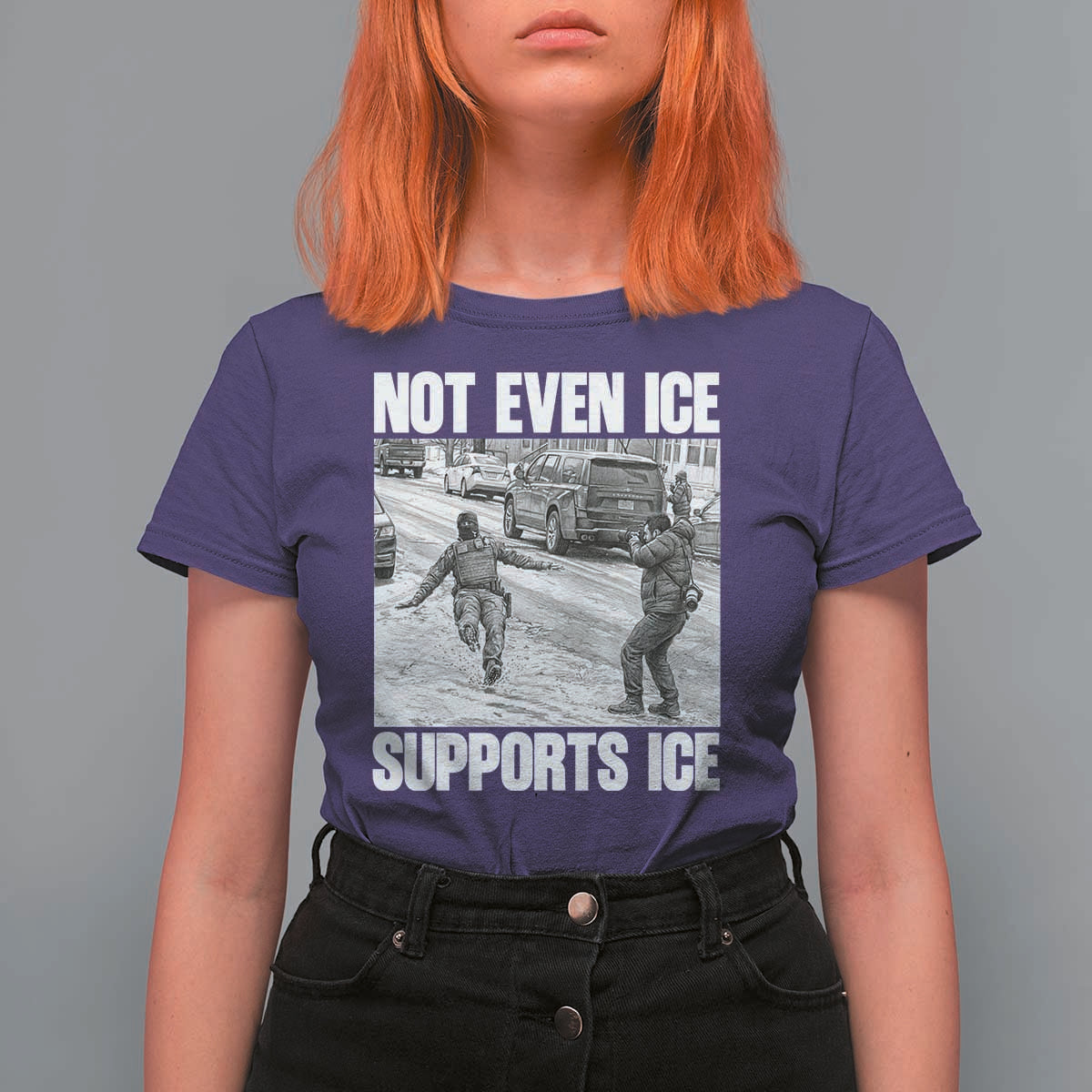 Not Even Ice Supports Ice T Shirt For Women Viral Political Ice Slipping Captured Meme Against Ice