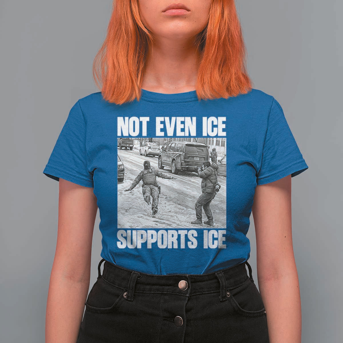 Not Even Ice Supports Ice T Shirt For Women Viral Political Ice Slipping Captured Meme Against Ice