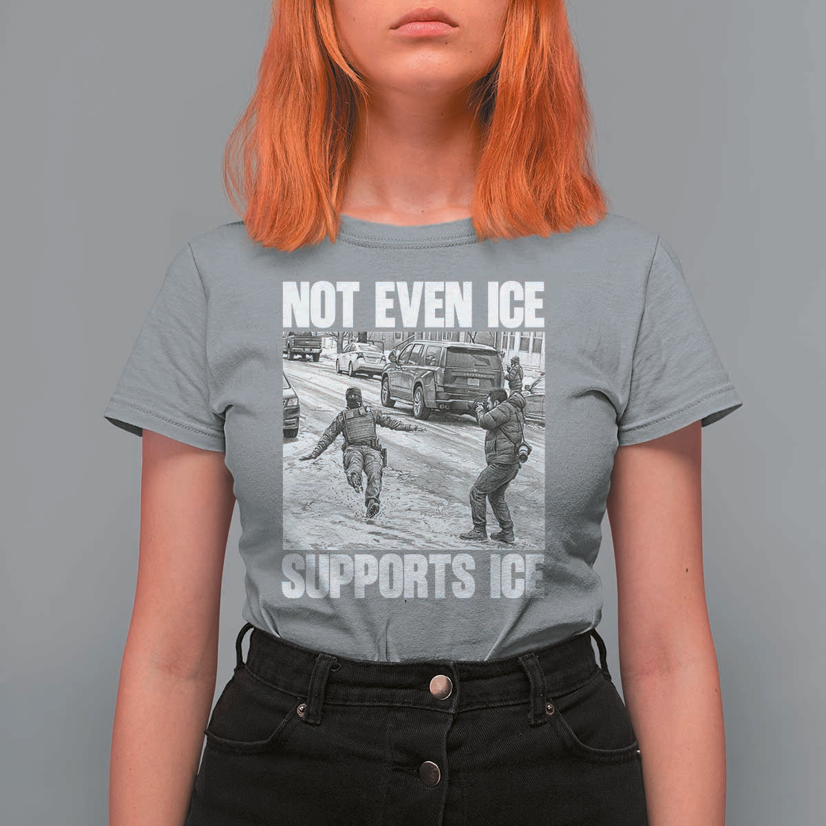 Not Even Ice Supports Ice T Shirt For Women Viral Political Ice Slipping Captured Meme Against Ice