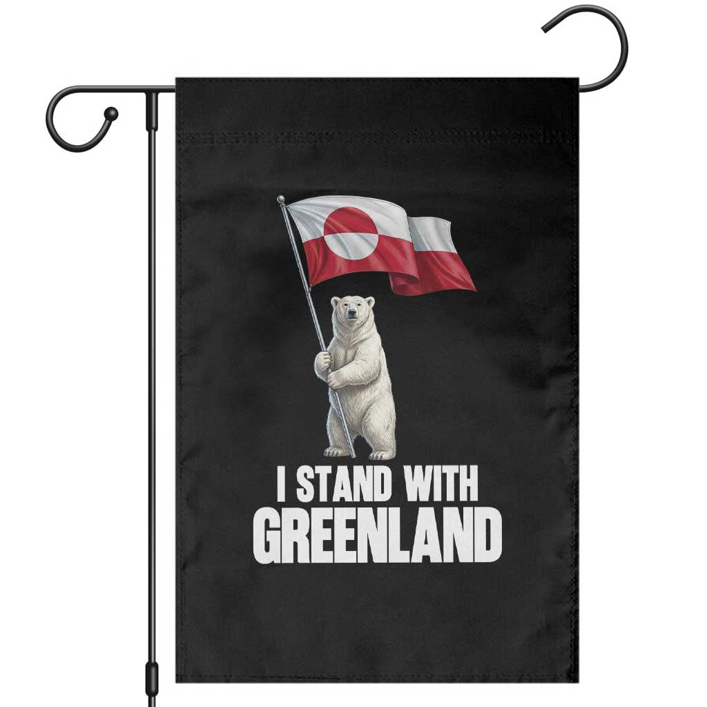 I Stand With Greenland Garden Flag Cute Polar Bear Holding Flag Political Support