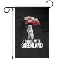 I Stand With Greenland Garden Flag Cute Polar Bear Holding Flag Political Support