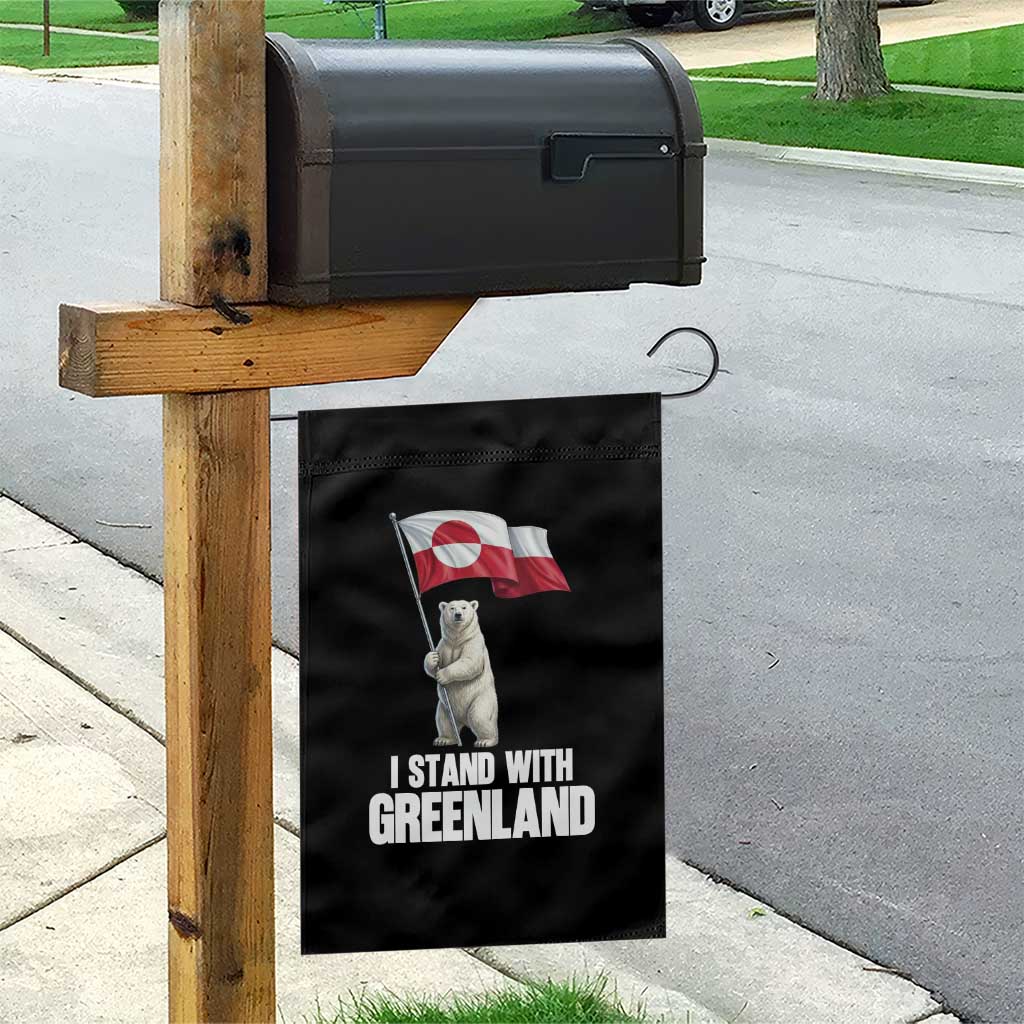 I Stand With Greenland Garden Flag Cute Polar Bear Holding Flag Political Support