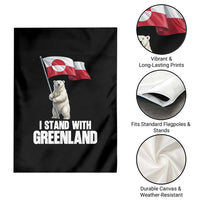 I Stand With Greenland Garden Flag Cute Polar Bear Holding Flag Political Support