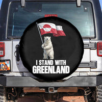 I Stand With Greenland Spare Tire Cover Cute Polar Bear Holding Flag Political Support