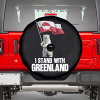 I Stand With Greenland Spare Tire Cover Cute Polar Bear Holding Flag Political Support