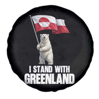 I Stand With Greenland Spare Tire Cover Cute Polar Bear Holding Flag Political Support