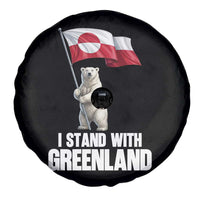 I Stand With Greenland Spare Tire Cover Cute Polar Bear Holding Flag Political Support