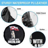 I Stand With Greenland Spare Tire Cover Cute Polar Bear Holding Flag Political Support