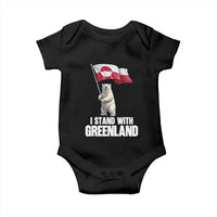 I Stand With Greenland Baby Onesie Cute Polar Bear Holding Flag Political Support